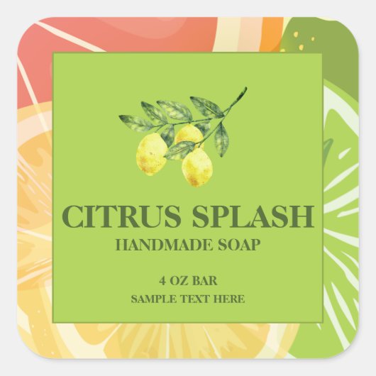 Citrus Soap Aangepast label Sticker (Voorkant)