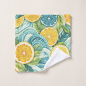 Citrus Spa Whimsical Waterverf Citroen & Limoen Bad Handdoek (Wasdoekje)