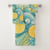 Citrus Spa Whimsical Waterverf Lemon & Limoen Bath Bad Handdoek (Insitu)