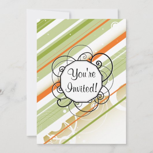 Citrus Splash Modern-Retro Stripes met monogram Kaart (Voorkant)