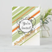 Citrus Splash Modern-Retro Stripes met monogram Kaart (Staand voorkant)