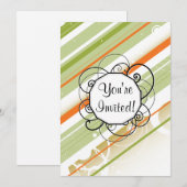 Citrus Splash Modern-Retro Stripes met monogram Kaart (Voorkant / Achterkant)