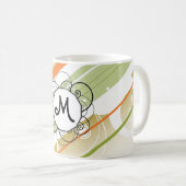 Citrus Splash Modern-Retro Stripes met monogram Koffiemok (Voorkant rechts)