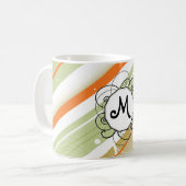 Citrus Splash Modern-Retro Stripes met monogram Koffiemok (Voorkant links)