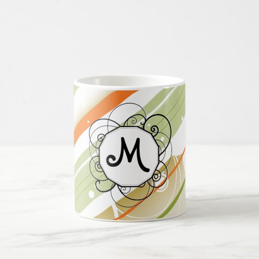 Citrus Splash Modern-Retro Stripes met monogram Koffiemok (Center)
