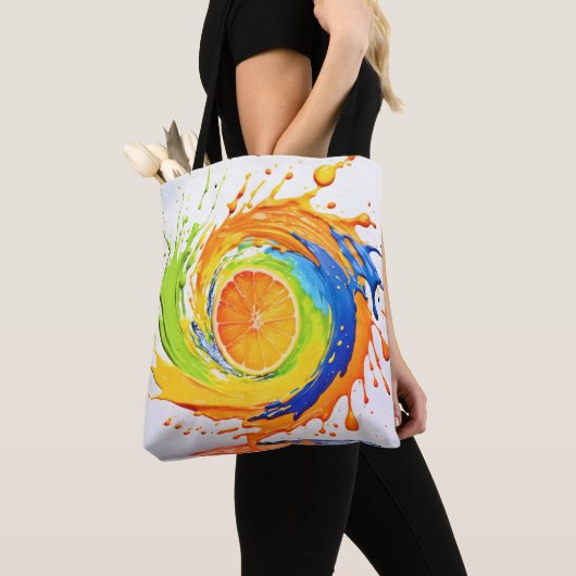 Citrus Splash van kleurontwerp Tote Bag (Dichtbij)