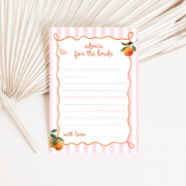 Citrus Spritz Pink Stripes Bridal Advice Card Kaart