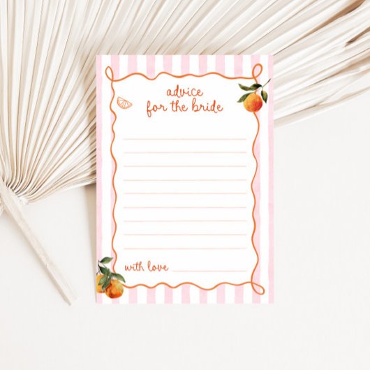Citrus Spritz Pink Stripes Bridal Advice Card Kaart