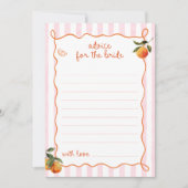 Citrus Spritz Pink Stripes Bridal Advice Card Kaart (Voorkant)