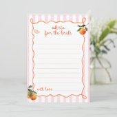 Citrus Spritz Pink Stripes Bridal Advice Card Kaart (Staand voorkant)