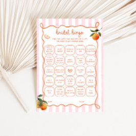 Citrus Spritz Pink Stripes Bridal Bingo Card Kaart