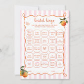 Citrus Spritz Pink Stripes Bridal Bingo Card Kaart (Voorkant)