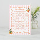 Citrus Spritz Pink Stripes Bridal Bingo Card Kaart (Staand voorkant)