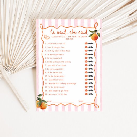 Citrus Spritz Pink Stripes He said She said Card Kaart
