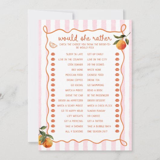 Citrus Spritz Pink Stripes Would she rather Card Kaart (Voorkant)