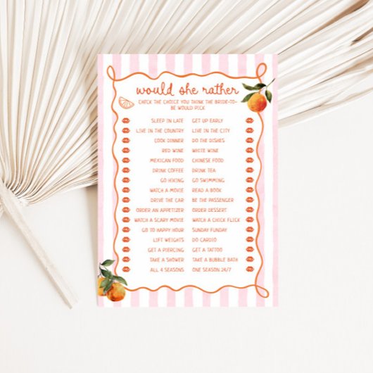 Citrus Spritz Pink Stripes Would she rather Card Kaart