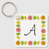 Citrus Square Monogram aluminium dubbelzijdig Sleutelhanger (Voorkant)
