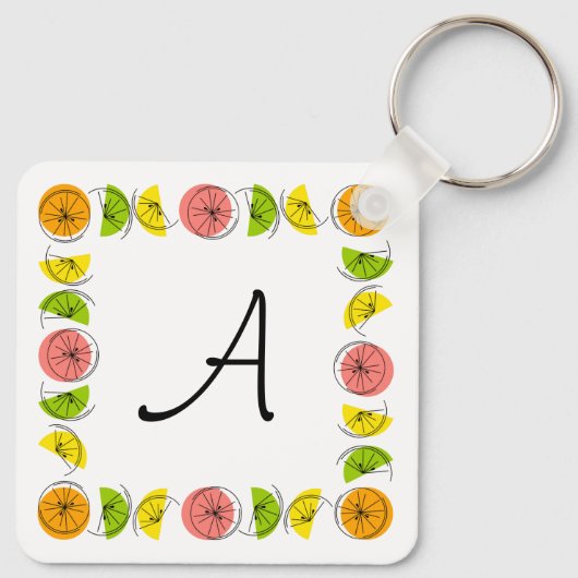 Citrus Square Monogram aluminium dubbelzijdig Sleutelhanger (Achterkant)