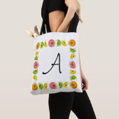 Citrus Square Monogram geel terug over het hele ta Tote Bag (Dichtbij)