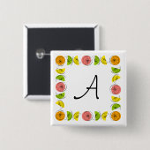 Citrus Square Monogram, knop vierkant Vierkante Button 5,1 Cm (Voorkant /achterkant)