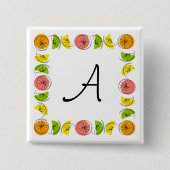 Citrus Square Monogram, knop vierkant Vierkante Button 5,1 Cm (Voorkant)