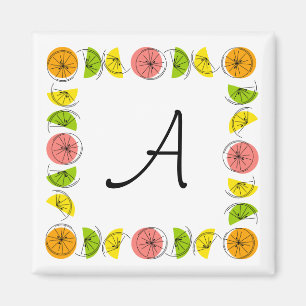 Citrus Square Monogram magnetvierkant Magneet