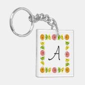 Citrus Square Monogram vierkant dubbelzijdig Sleutelhanger (Voorkant Links)