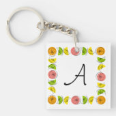 Citrus Square Monogram vierkant dubbelzijdig Sleutelhanger (Voorkant)