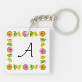 Citrus Square Monogram vierkant dubbelzijdig Sleutelhanger (Achterkant)