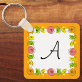 Citrus Square Orange Monogram aluminium Sleutelhanger (Voorkant)