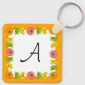 Citrus Square Orange Monogram aluminium Sleutelhanger (Achterkant)