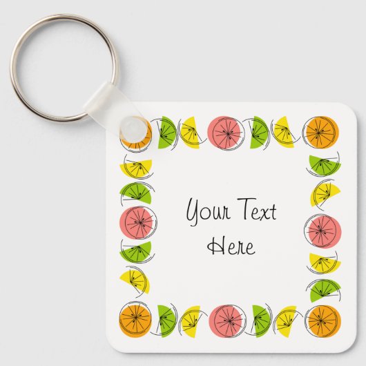 Citrus Square Text aluminium dubbelzijdig Sleutelhanger (Voorkant)