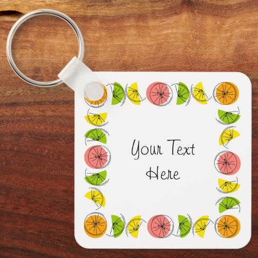 Citrus Square Text aluminium dubbelzijdig Sleutelhanger (Voorkant)