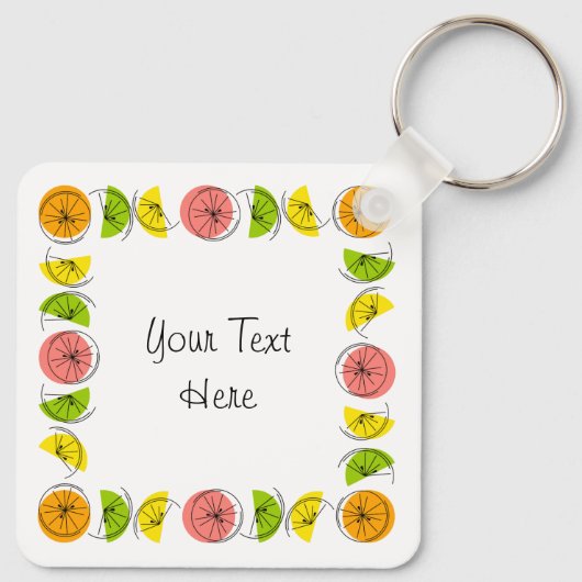Citrus Square Text aluminium dubbelzijdig Sleutelhanger (Achterkant)