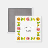 Citrus Square Text magnet vierkant (Voorkant / Achterkant)