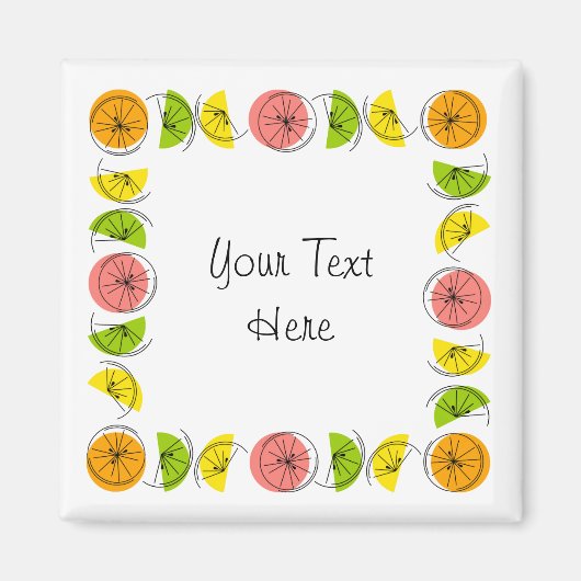 Citrus Square Text magnet vierkant (Voorkant)