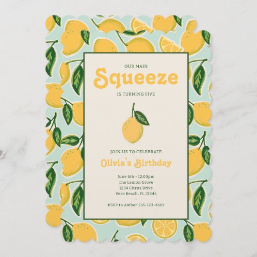Citrus Squeeze Summer Birthday Uitnodigen Kaart (Voorkant / Achterkant)