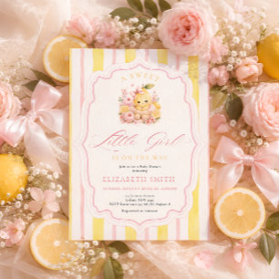 Citrus Strepen Baby Lemon Meisje Baby Shower Kaart