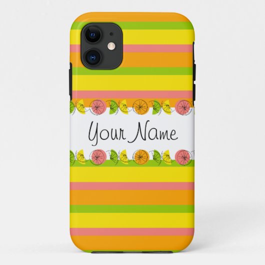 Citrus Stripe Classic Name iPhone case (Achterkant)