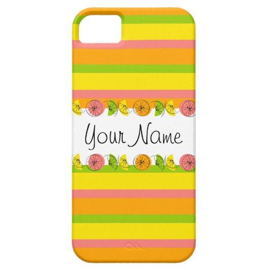 Citrus Stripe Classic Name iPhone case (Achterkant)