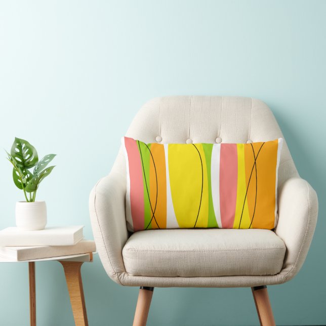 Citrus Stripe gele achterlendenstaaf Kussen (Stoel)
