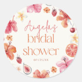 Citrus Summer Bruiloftsfeest Ronde Sticker (Voorkant)