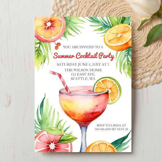 Citrus Summer Cocktail Party Kaart