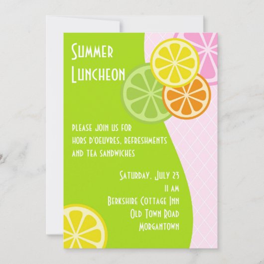Citrus Summer Luncheon Kaart (Voorkant)