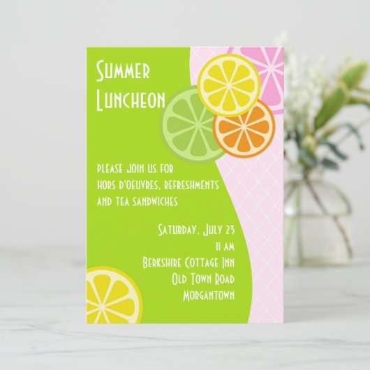 Citrus Summer Luncheon Kaart (Staand voorkant)