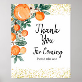 Citrus Summer Oranje Bedankt voor je komst Poster