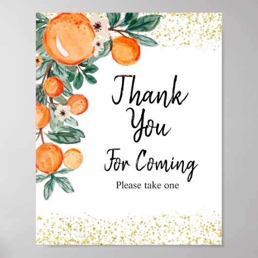 Citrus Summer Oranje Bedankt voor je komst Poster (Voorkant)