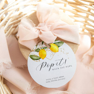 Citrus Summer Waterverf Baby shower Pop it Bedankjes Labels