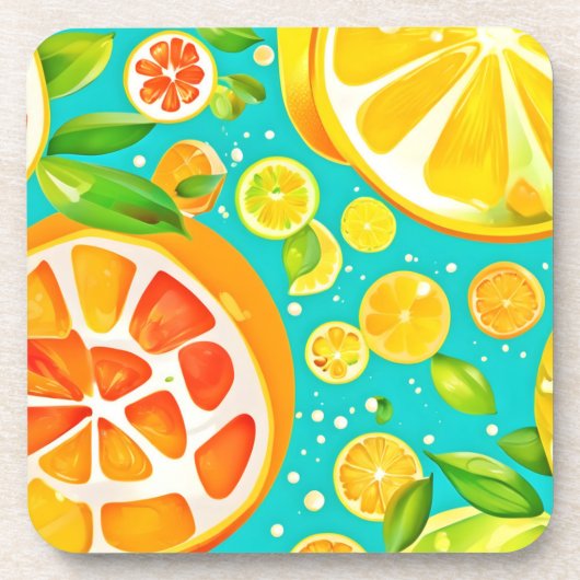 Citrus Symphony: een sappig genot Bier Onderzetter (Voorkant)