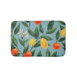 Citrus takken: Waterverf sierpatroon Badmat